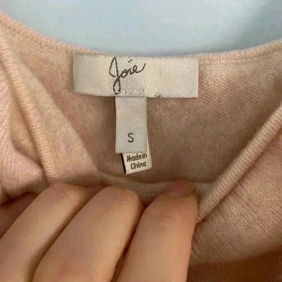 Joie 'Delbin' Shoulder Tie Cashmere Ruffle Sweater Size Small S Blush Pink - Picture 3 of 11